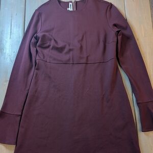 McQ Alexander McQueen Burgundy Bell Sleeve A-Line Dress XL